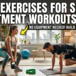Realistic YouTube thumbnail featuring a person performing space-saving apartment exercises on a yoga mat, with bold text “Best Exercises for Small Apartment Workouts 2026” in a bold, high-contrast fitness design.