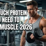Realistic YouTube thumbnail featuring healthy post-workout foods like grilled chicken, eggs, rice, fruit, and a protein shake, with bold text “Best Foods to Eat After a Workout for Recovery 2026” in a vibrant, high-contrast fitness nutrition design.